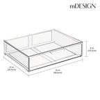 mDesign Wide Plastic Stackable Bathroom Storage Organizer Bin with Pull Out Drawer for Cabinet, Vanity, Shelf, Cupboard, Cabinet, Countertop, Closet Organization - Lumiere Collection - 2 Pack - Clear - size: 12 x 16 x 4 (Pack of 2)