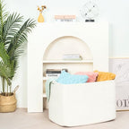 MINTWOOD Design 112L Extra Large Blanket Basket Holder Living Room, 25"x17"x16" Rectangle Rope Woven Storage Basket with Handles for Laundry, Towels, Shoes, Dog Toy Organizer Bin Box, Creamy White - color: Creamy White