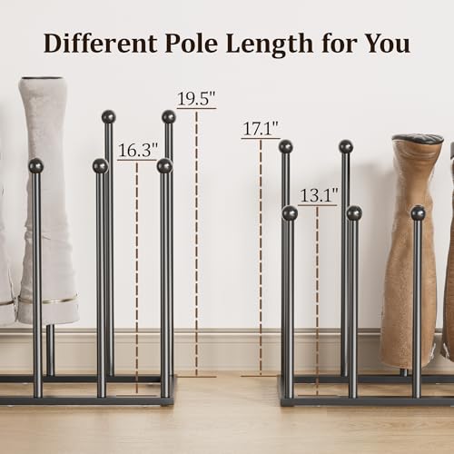 pickpiff Free Standing Shoe Racks - 19.5 Inch Black Metal Boot Rack Organizer Tall Boots for Dorm Room, Closet, Entryway, Bedroom, Patio Outdoor, Hallway, Black, Shoe Storage Fit for 8 Pairs - color: Black, size: High Poles - Large for 8 Pairs