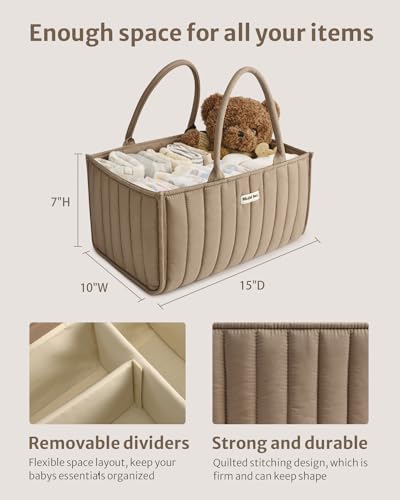 Blissful Diary Baby Diaper Caddy Organizer, Stylish Storage Basket for Newborn Essentials and Diaper Station, Gift for Baby Shower and Registry Must-Have, Mocha Brown - color: Mocha Brown
