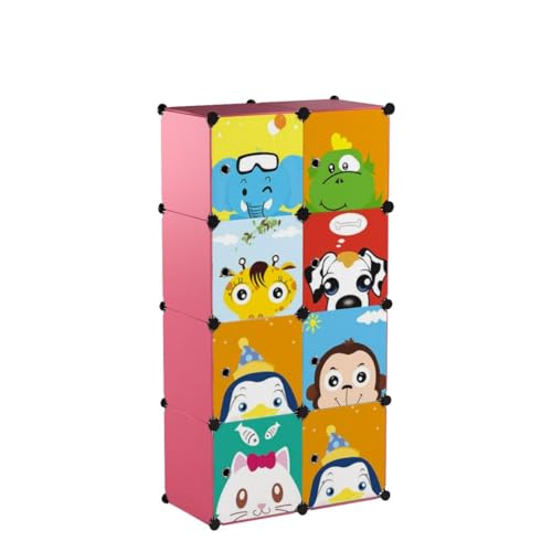 MAGINELS Children Wardrobe Closet,Baby Girl and Kids Closet with Door, Cute Protable Cube Storage Clothes,Dresser for Bedroom,Pink,8 Cube(14x14inch) - color: Pink, size: 8 Cube