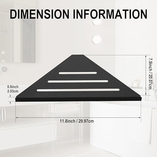 BVL Corner Shower Shelf, 8 Inch Matte Black 2-PACK Bathroom Corner Organizer, 3M Adhesive Wall Mounted Shower Caddy, Waterproof Rustproof Metal Storage Rack for Shampoo Soap - color: Black