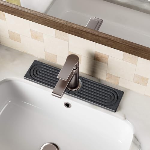 Stone Faucet Mat for Kitchen Sink, Diatomite Sink Protectors - Prevent Moisture Drying Stone Tray Fit Kitchen Counter & Bathroom Counter (Dark Gray, 15.8" x 4") - color: Dark Gray, size: 15.8" x 4"