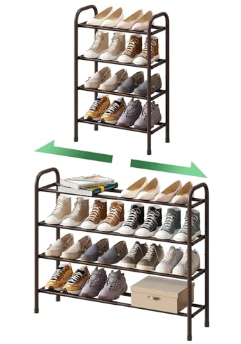 kiplant Metal Shoe Rack, Expandable Metal Shoe Rack for Closet, Entryway & Hallway (Brown, 4-Tier_Long) - color: Brown, size: 4-Tier_Long