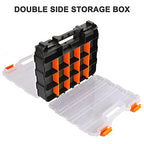 CASOMAN Double Side Tool Organizer, with Impact Resistant Polymer and Customizable Removable Plastic Dividers, Hardware Box Storage, Excellent for Screws,Nuts,Small Parts, Black/Orange. 2-Pieces Pack - size: 2 Piece Set, Black/Orange