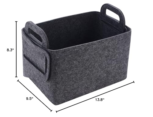 Storage Basket Felt Storage Bin Collapsible& Convenient Box Organizer with Carry Handles for Office Bedroom Closet Babies Nursery Toys Laundry (Dark grey, 19.9inch（L）×13.6inch（W）×12.6inch（H）) - color: Dark grey, size: 19.9inch（L）×13.6inch（W）×12.6inch（H）