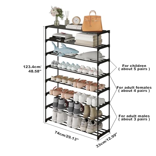 Calmootey 8-Tier Shoe Rack, Tall Large Capacity 40 Pairs Shoes Storage Organizer, Stackable Wide Shoe Shelf for Entryway, Hallway, Black - size: 8-Tier