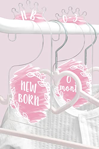 OneDream Baby Closet dividers Hanger separators - Set of 7 Baby Clothes dividers for Closet from Newborn to 24 Months, Acrylic Infant Clothes Divider (Pink) - color: Pink