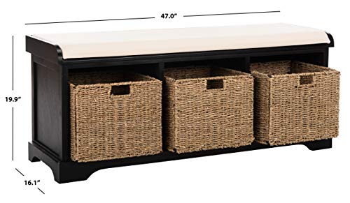 Safavieh American Homes Collection Lonan Grey and White Wicker Storage Bench - color: Black