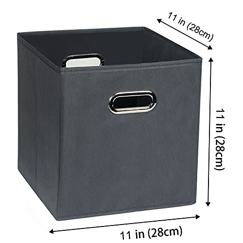 Yunkeeeper storage bins Cubes, Fabric Cube Organizer with Handle, Foldable Cube Bins for Cloth or Accessary Storage, 11x11x11, Set of 6, (Gray) - color: Gray, size: 6 Pack