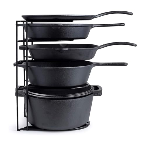 Cuisinel Heavy Duty Pots and Pans Organizer - Extra Large 5-Tier Rack - Holds Cast Iron Skillets, Dutch Oven - Durable Construction - Space Saving Kitchen Storage - No Assembly Required - Black 15.4" - color: Black, size: 15"