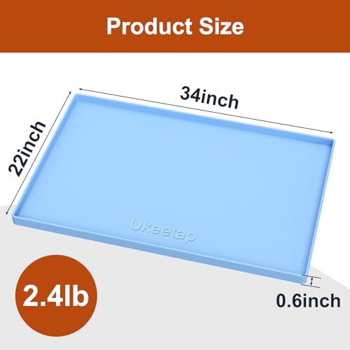 ukeetap Extra Thick Silicone Mat Waterproof with Raised Edge 34" x 22", Under Sink Mat for Kitchen & Bathroom, Kitchen Cabinet Liner, Multi-Purpose for Storage & Protection, Blue - color: Blue, size: 34"L x 22"W