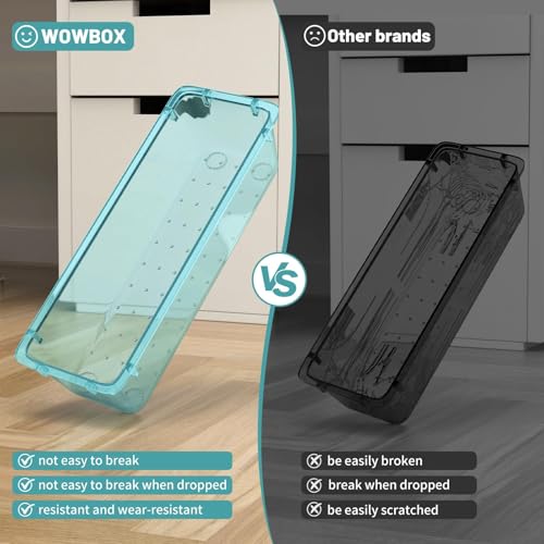 WOWBOX 32 PCS Plastic Drawer Organizer Set, 4 Sizes Desk Drawer Organization and Storage Containers for Makeup, Cosmetics, Jewelry and Gadgets in Kitchen, Bathroom, Bedroom, Office, Clear Sea Blue - color: Sea Blue, size: 32 PCS