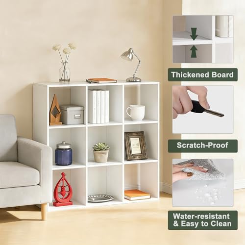 9-Cube Storage Organizer, Reversible Bookcase Shelf, Open Cube Bookshelf, Large Modern Storage for Living Room, Bedroom & Office, White - color: Classic White, size: 9-cube