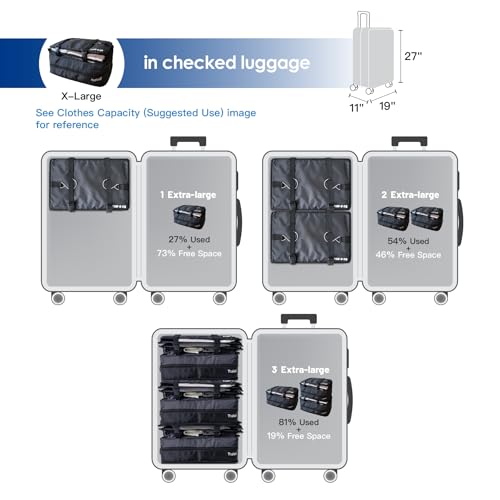 Grand Fusion Stow-N-Go Packing Organizer for Luggage, Portable Hanging Travel Shelves, Carry-On Closet, Hanging Packing Cubes, Collapsible Carry-On Organizer for Cruises & Hotels. Black - XL - color: Black, size: XL = (L) 17.7" x (W) 11.8"