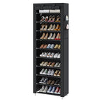 UDEAR 10-Tier Free Standing Shoe Rack Sturdy Shoe Rack Organizer for Closet Entryway Stackable Shoe Shelf with Dustproof Cover,Black - color: Black
