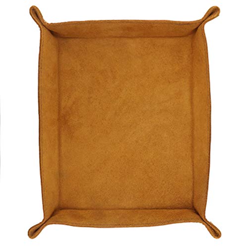 Londo Genuine Leather Tray Organizer - Practical Lightweight Water Resistant Computer Table Desk Storage Box for Wallets, Watches, Keys, Coins, Cell Phones and Office Equipment - color: Camel