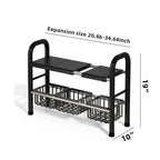 Under Sink Organizers and Storage, 2 Tier 20.9"-34.6" Expandable Length with 3 Removable Baskets and 3 Removable Panels Expandable Shelf for Cupboard,Kitchen,Bathroom, Black