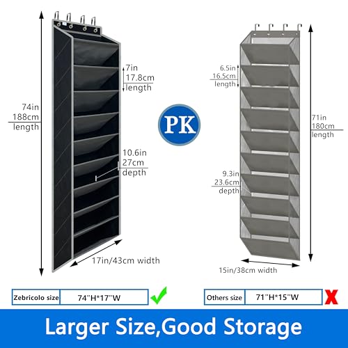 shoe organizer,70 Pounds Large Capacity,20-30-Pair over the door shoe organizer,10 Tiers shoe rack for closet,New upgrade Anti-scratch heavy duty hook and Bamboo material Baffle, Black/Grey - color: Black/Grey