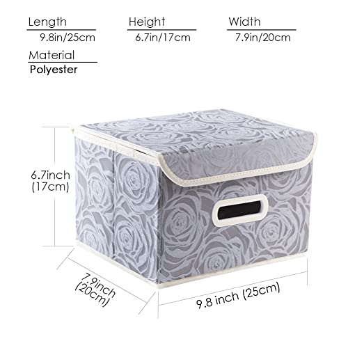 PRANDOM Collapsible Storage Boxes with Lids Fabric Decorative Storage Bins Cubes Organizer Containers Baskets with Cover Handles Divider for Bedroom Closet Living Room 9.8x7.9x6.7 Inch 3 Pack - color: Assorted Color, size: Small(3-Pack)