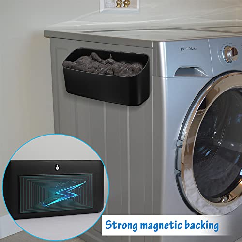 Picowe Magnetic Laundry Storage, Large Lint Holder Bin for Laundry Room, Space-Saving Trash Container Hanging on Dryer, Washer or Wall Mount Trash Bin, M - Black - size: M - Black
