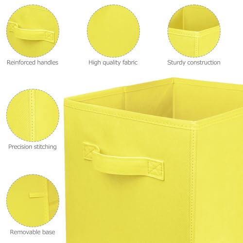 2 Pcs Storage Cubes, 10.5 Inch Collapsible Storage Bins, Fabric Foldable Bins for Organization, Durable Storage Bins for Closet, Shelves, Offices (Yellow) - color: Yellow