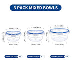 KIGI Round Food Storage Containers with Airtight Lids, Leak Proof Plastic Bowls for Lunch, Meal Prep, Fruit and Salad, 4-Sided Locking Lid, BPA-Free, 6 Piece Set, 1.25 Cup / 2.5 Cup / 4.3 Cup - size: Rounds (6-Piece)