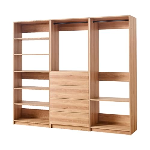 Maykoosh Closet System Organizer - Customizable Walk-in Wardrobe Storage Oak/Model EDB 3 Closet - color: Oak, size: Model EDB 3 Closet