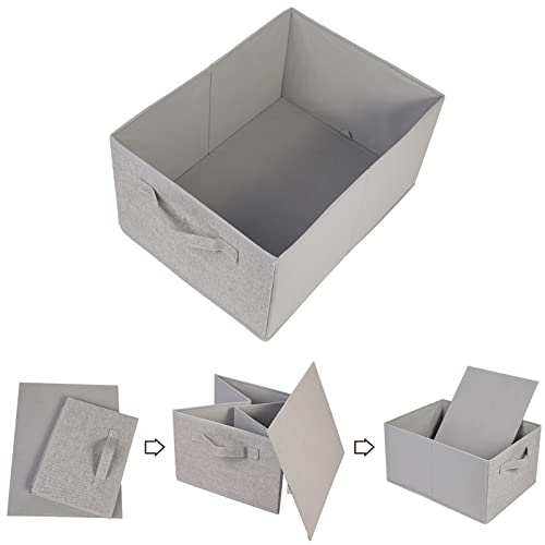 BOMKEE Collapsible Sorage Bins, Storage Cubes Baskets Collapsible Fabric Storage Boxes with Handles for Home and Office (Set of 4, Grey, 15.4 x 11.4 x 7.91inch) - color: Grey, size: 15.4x11.4x7.9inch