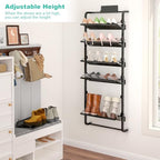 BUKFEN 6 Tier Adjustable Heavy Duty Metal Shoe Rack, Door Hanging and Wall Mount Organizer for Closet, Bedroom, Entryway, Laundry, Apartment, Small Spaces, Space Saving Solution for Busy Homes