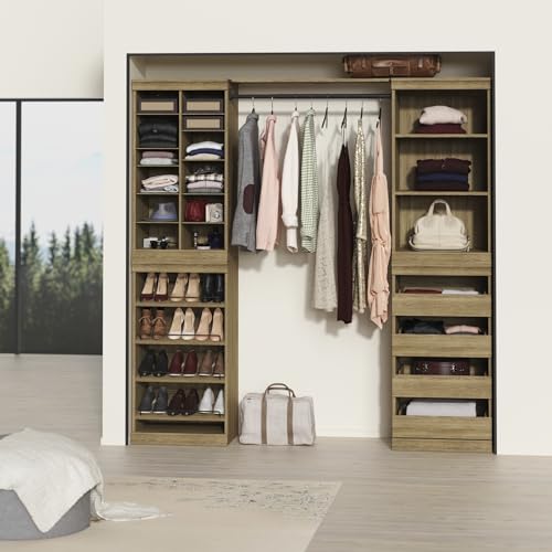 ClosetMaid Modular Adjustable Divided Storage Shelving Unit Organizer, 15.94-Inch D x 40.3-Inch H x 21.38-Inch W, Sand - color: Sand