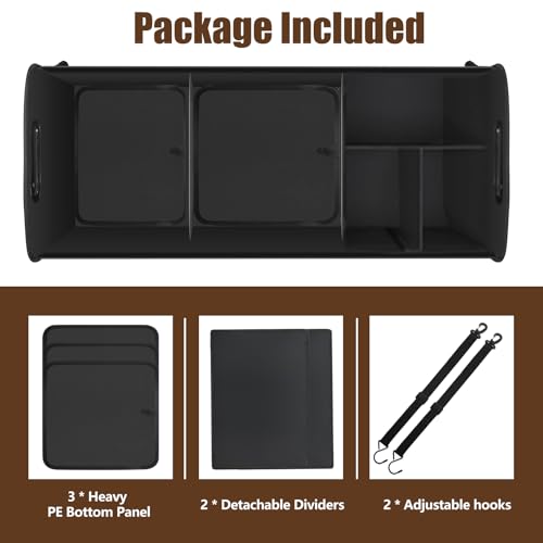 AOPHY Leopard Print Trunk Organizer - 95L Large Capacity, Non-Slip Bottom, Waterproof, Portable Car Storage for SUV, Truck, Sedan - color: Leopard print