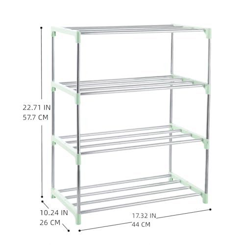 4-Tier Stackable Small Shoe Rack, Lightweight Shoe Shelf Storage Organizer for Entryway, Hallway and Closet (Green) - color: Green, size: 4-Tier