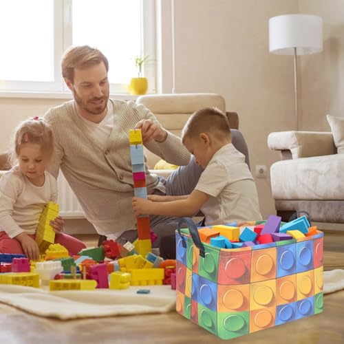 FXOLCSHE Building brick Basket,Building block book storage box,Laundry hamper,Waterproof foldable Kid's laundry basket,Shelf box,Baby Room decor(Building block) - color: Block