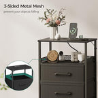 JARHETUN Night Stand Set 2 with Charging Station, 3 Drawer Nightstands with LED Lights, End Table with Outlets and USB Ports, Side Table with Open Shelf, Bedside Tables for Bedroom, Black - color: Black, style: Power & LED