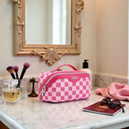 BOYATU Travel Makeup Bag for Women: Large Cosmetic Bag Set of 3 - PU Leather Make up Bag with Compartments - Compact Waterproof Toiletry Bag with Divider & Handle (D-4-Red) - color: D-4-Red