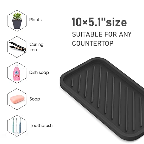 EG-SIPRO Kitchen Sink Organizer Tray,Sponge Holder for Kitchen Sink Bathroom Counter Tray Sponge Caddy Silicone Soap Holder for Soap dispenser, Bottle, Dishwashing Accessories(2-pack) - color: Blbl, size: 10×5.2inch