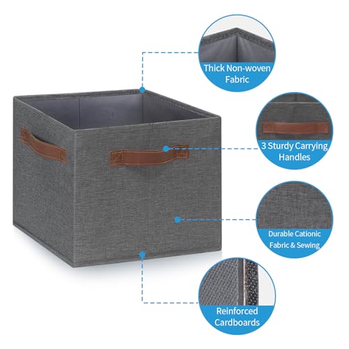 GhvyenntteS Large Fabric Storage Bins 6 Pack, 15x11x9.6 Inch Storage Baskets for Shelves, Foldable Closet Storage Bins for Shelves, Closet Organizers and Storage Boxes, Gray - color: Gray, size: Large-6 Pack