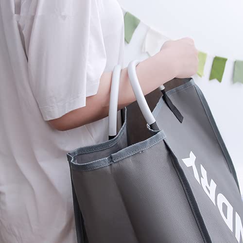 Laundry Basket, Durable Handles for Easy Carry, Collapsible Cloth Baskets, Hampers for College Dorms, Foldable Fabric Hamper Bags (Dark-Gray) - color: Dark-Gray