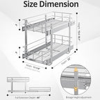 ZOINLIY Pull Out Cabinet Organizer, Versatile Slide Out Kitchen Organizers and Storage,Heavy Duty Drawer Cupboard Storage Basket, Smooth Sliding, Chrome Finish (2-Tiers-11¼''W×22“D) - size: 2-Tiers 11¼''W×22”D