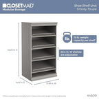 ClosetMaid Modular Storage 68.76-78.78-inch W 4-Drawer 19-Shelf Wood Closet System with Doors, Smoky Taupe - color: Smoky Taupe