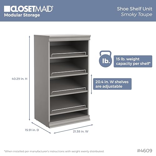 ClosetMaid Modular Storage 68.76-78.78-inch W 4-Drawer 19-Shelf Wood Closet System with Doors, Smoky Taupe - color: Smoky Taupe