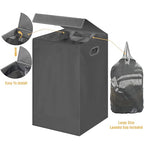 Simple Houseware Foldable Laundry Hamper Basket with Lid and Removable Bag, Dark Gray - color: Dark Grey
