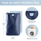 LONBET Laundry Basket with Lid, Made from Breathable Fabric | Aesthetic Clothes Hampers for Laundry with Side Handles & Sturdy Bamboo Frame (26 Gallons - Single, Blue) - color: Blue, style: 26 Gallons - Single