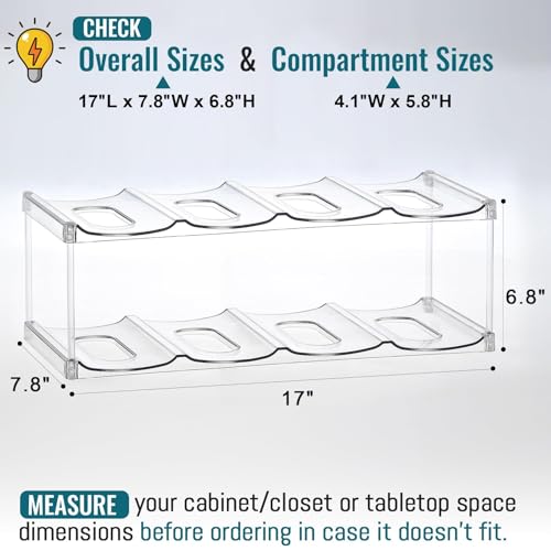 Design for Stanley 40 OZ & Large Bottles & Tumblers with Handle - Acrylic Water Bottle Organizer - Stackable Clear Wine Rack, Cup Holder for Home Kitchen Pantry Shelf Countertop Cabinet, 2 Tier Hold 8 - size: 2 Tier for 8