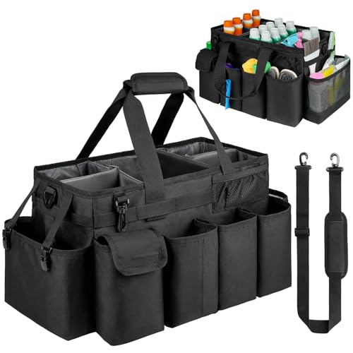 Cleaning Caddy Bag,Extra Large Cleaning Supplies Organizer with Handle for Housekeepers,Black - color: Black, size: Extra Large