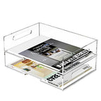 HIIMIEI Acrylic Paper Tray 2 Pack Clear Letter Tray Desk Stackable Organizer for School, Home, Office - Horizontal - style: Horizontal