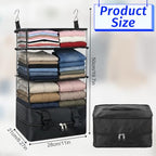 4 Shelve Portable Hanging Travel Shelves, Suitcase Organizer, Carry on Closet Luggage Organizers, Travel Bags Organizer for Luggage Compression Foldable and Hangable for Carry on Suitcase