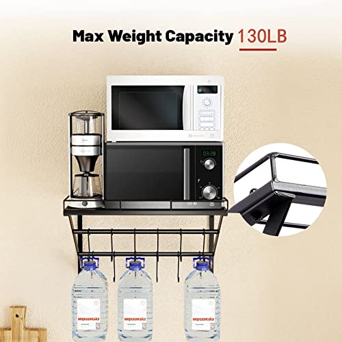 OROPY 31 Inch Wall Mounted Pot Rack Storage Shelf with 2 Tier Hanging Rails 14 S Hooks included, Ideal for Pans, Utensils, Cookware - Black - size: 31.5 Inch