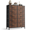 Sweetcrispy 10 Drawer Fabric Dresser Storage Tower with Bins, Tall Chest Organizer for Bedroom Closet Hallway, Steel Frame Wood Top Easy Pull Handles,Black-Brown - color: Black-brown(10 Drawer )